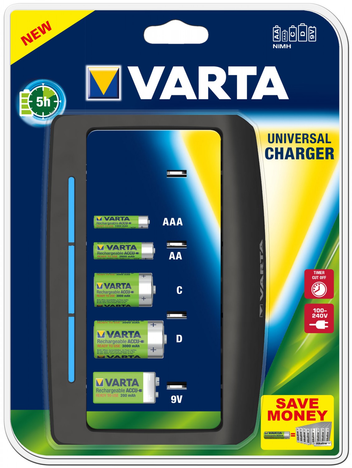 Incarcator universal Varta AAA, AA, C, D, 9V Incarcator universal Varta AAA, AA, C, D, 9V